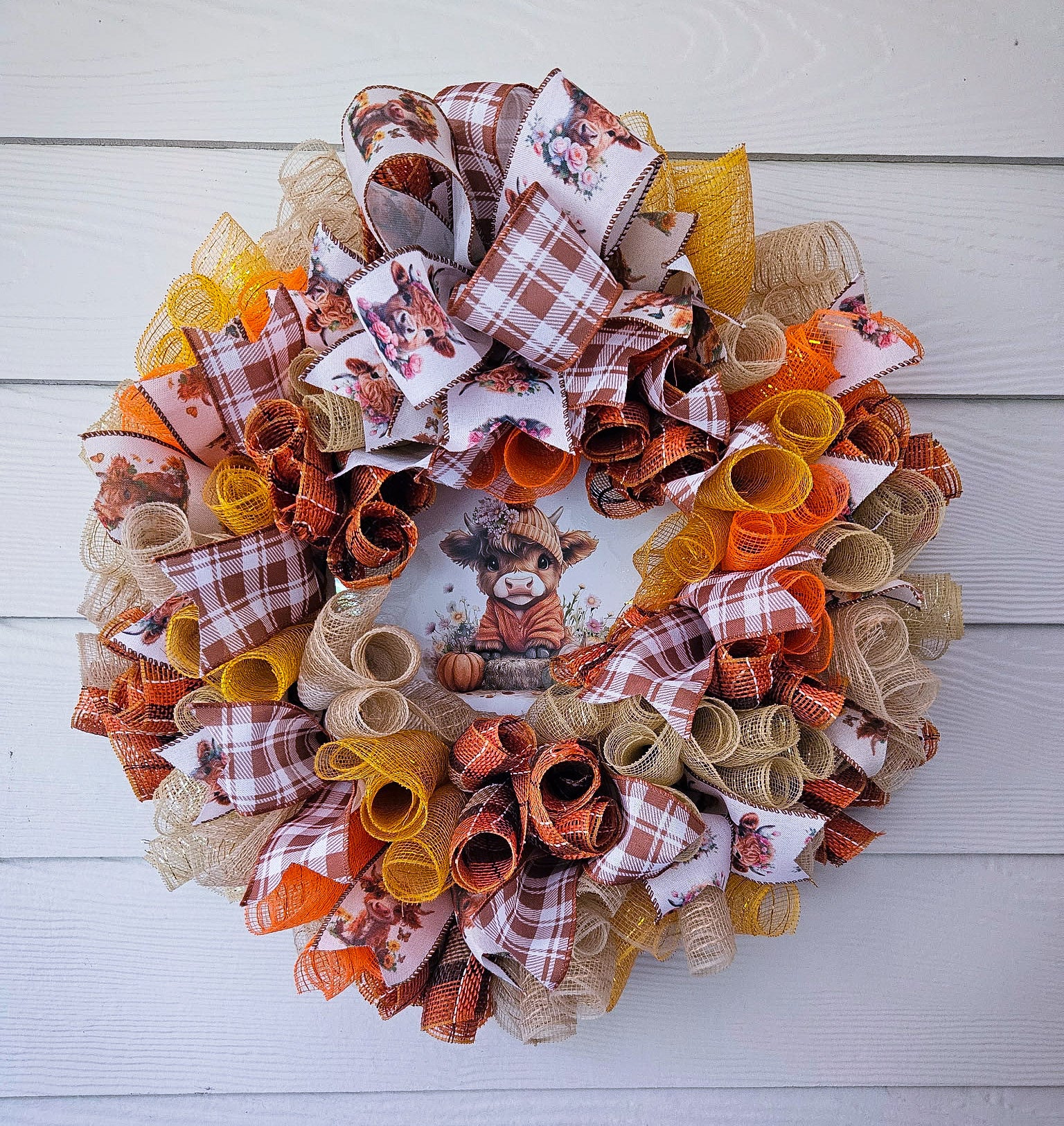 Highland Cow Autumn Wreath