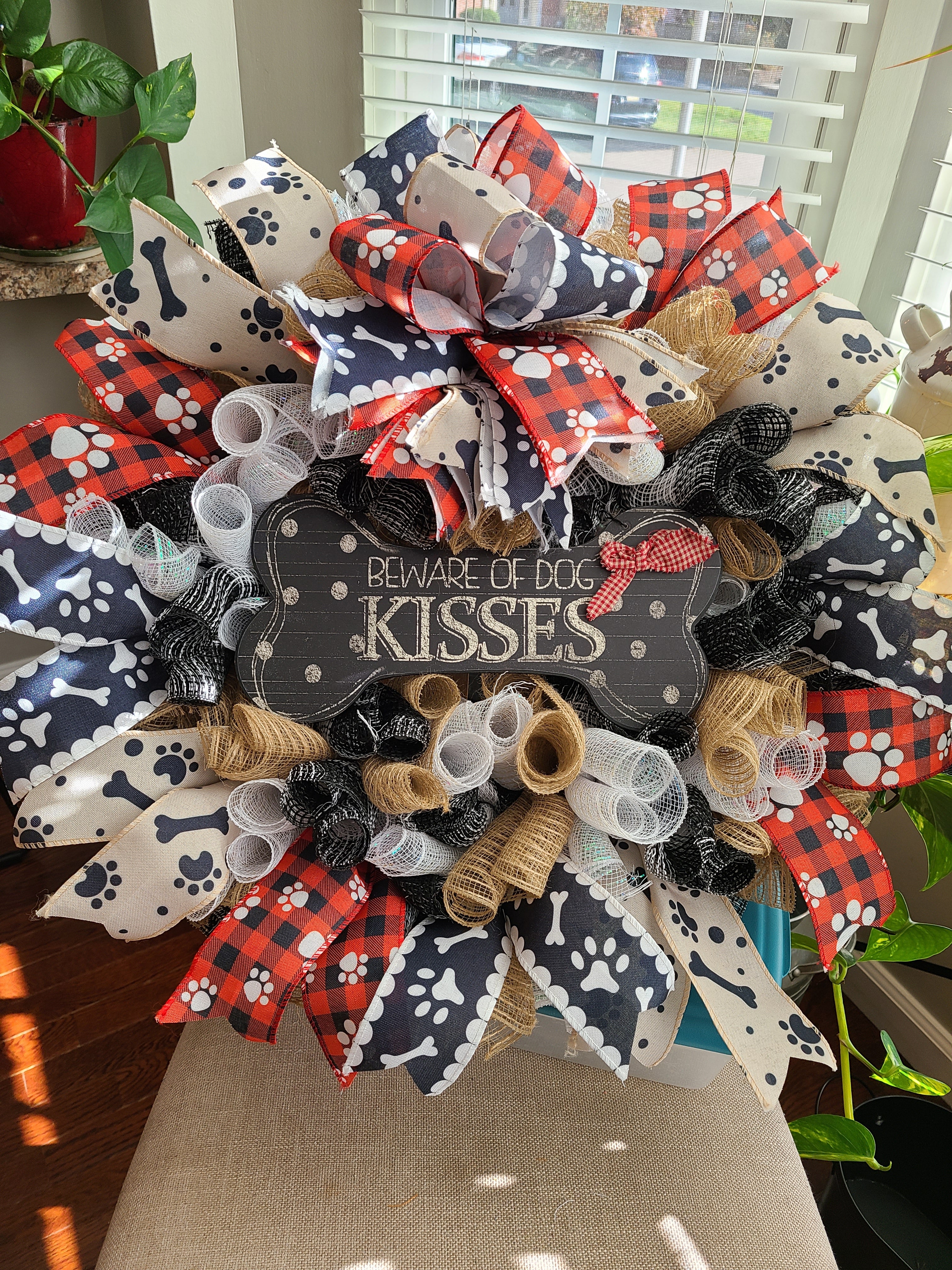 Dog Paw Print Kisses Wreath