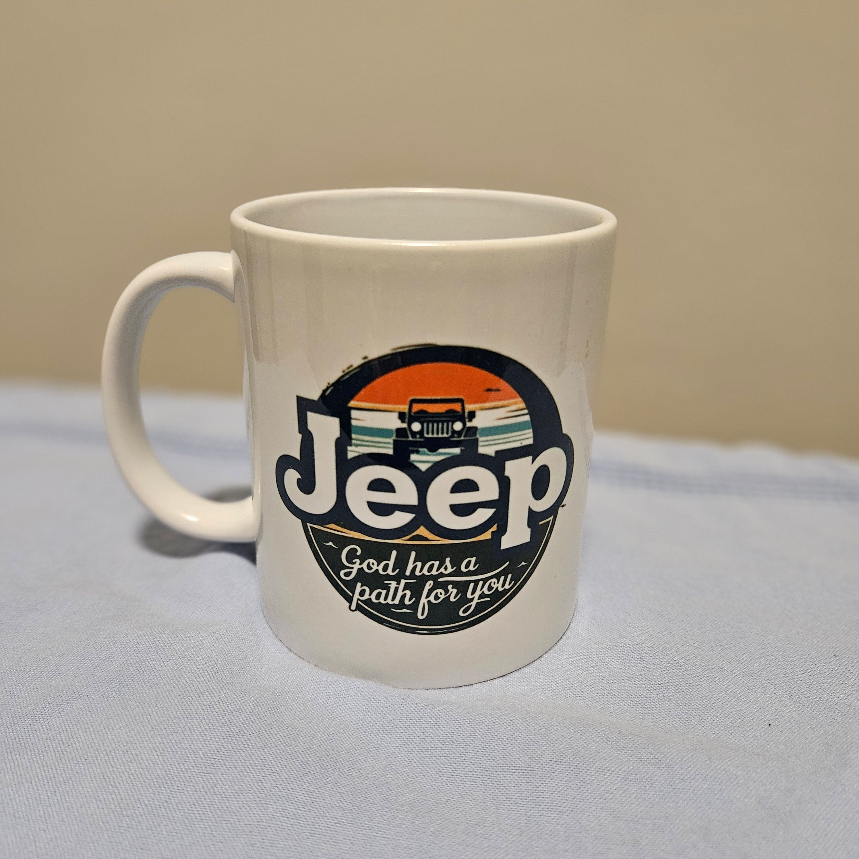 jeep god's path white ceramic mug heat print