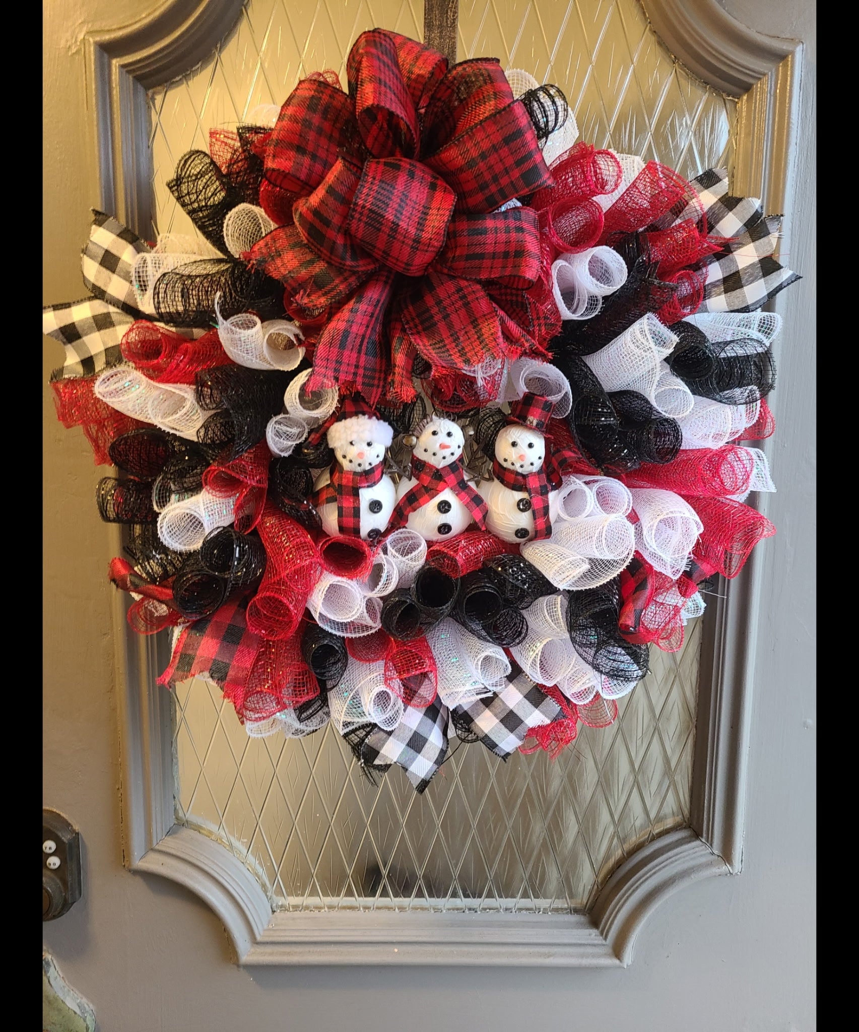 Christmas Buffalo Plaid Snowman Wreath