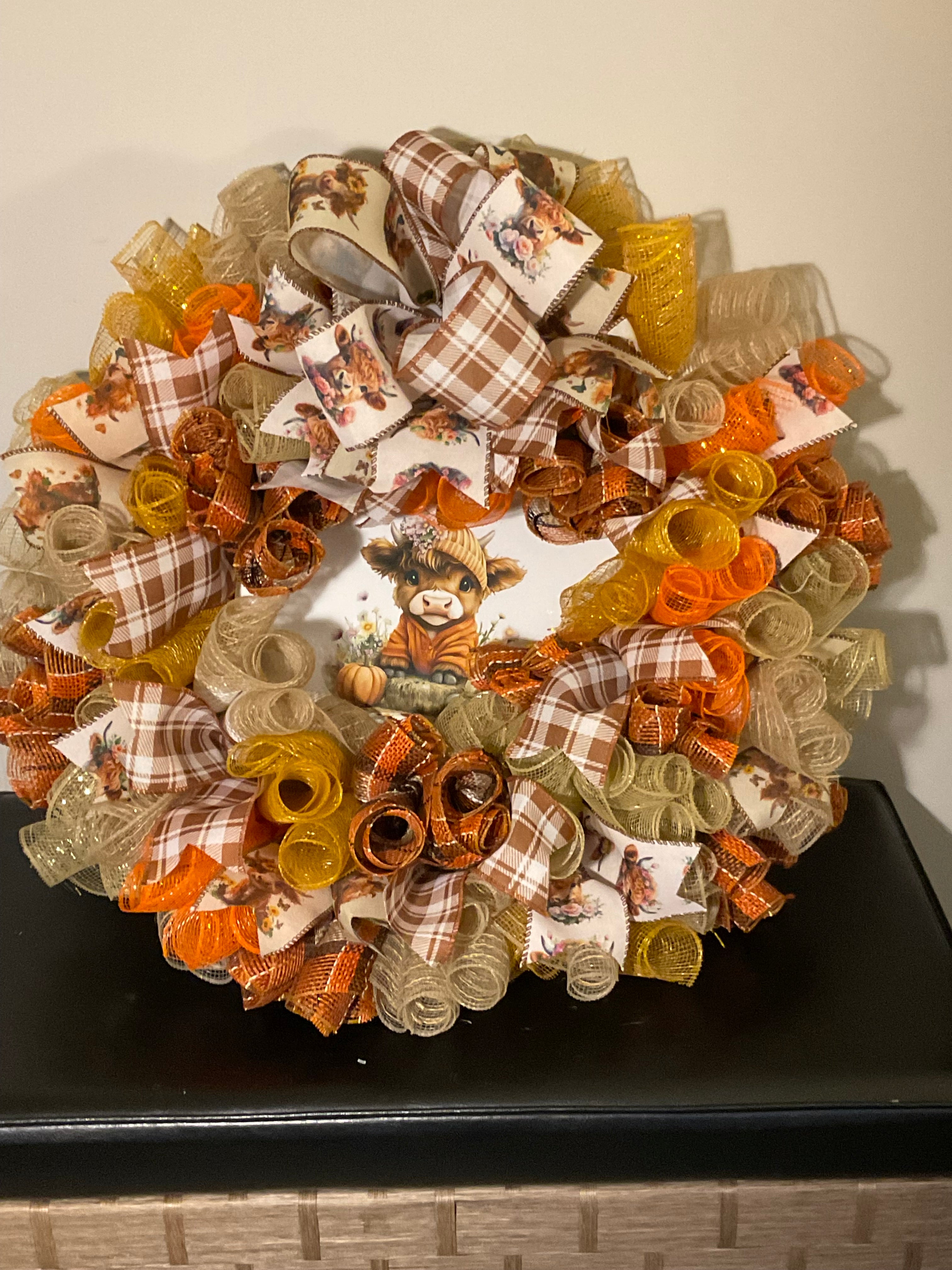 Highland Cow Autumn Wreath