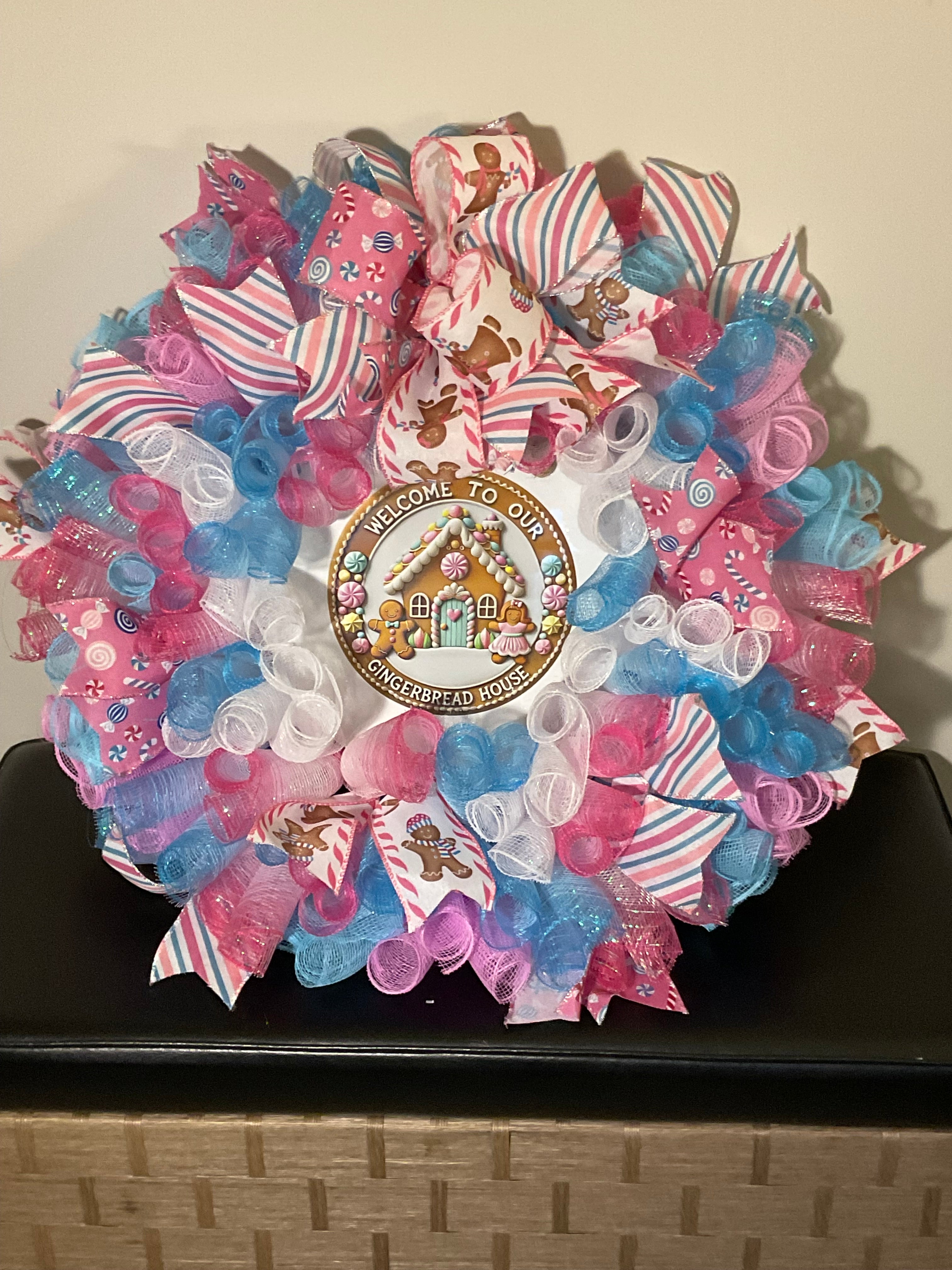 Pastel Gingerbread House Wreath