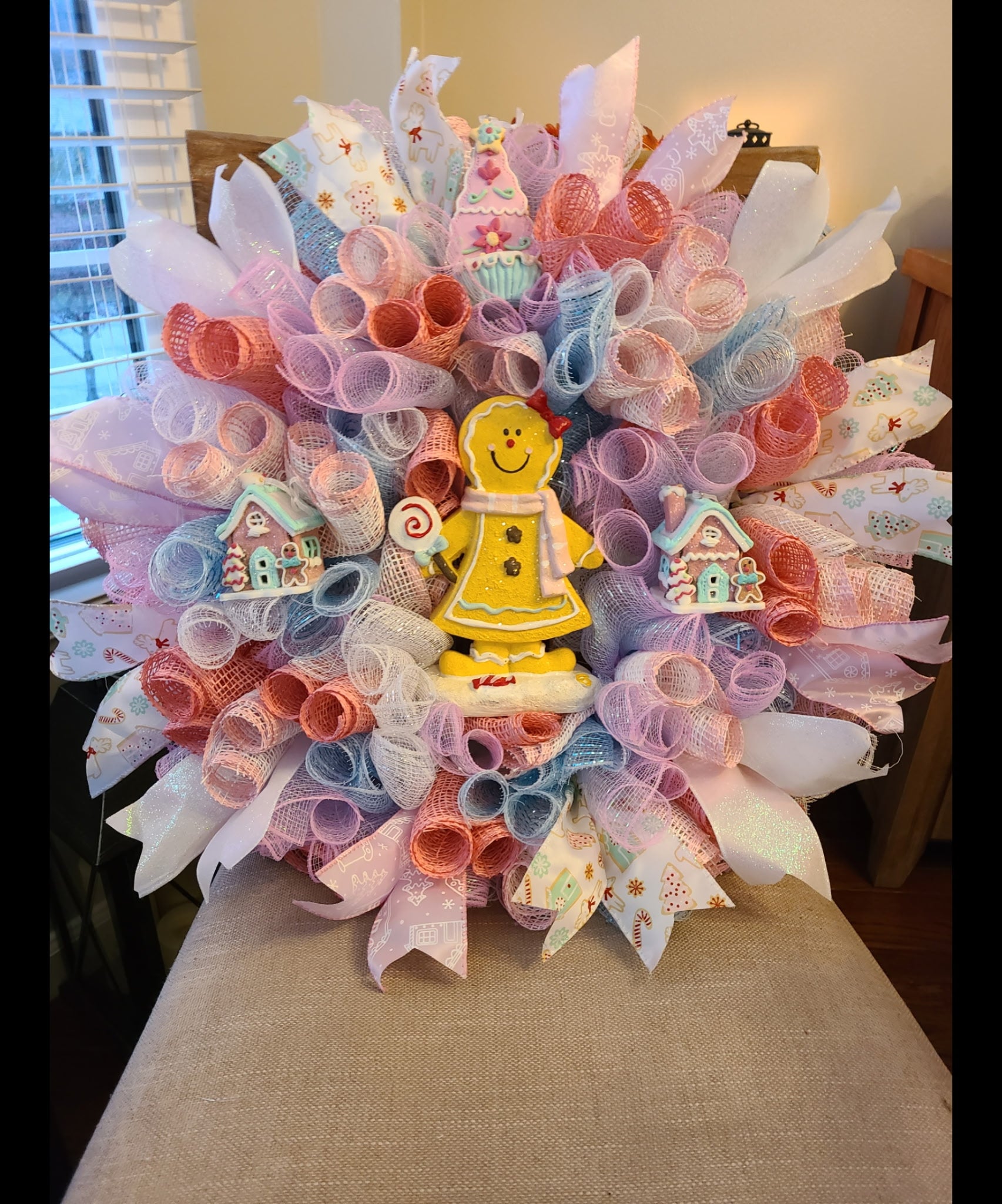 Pastel Gingerbread Christmas Wreath