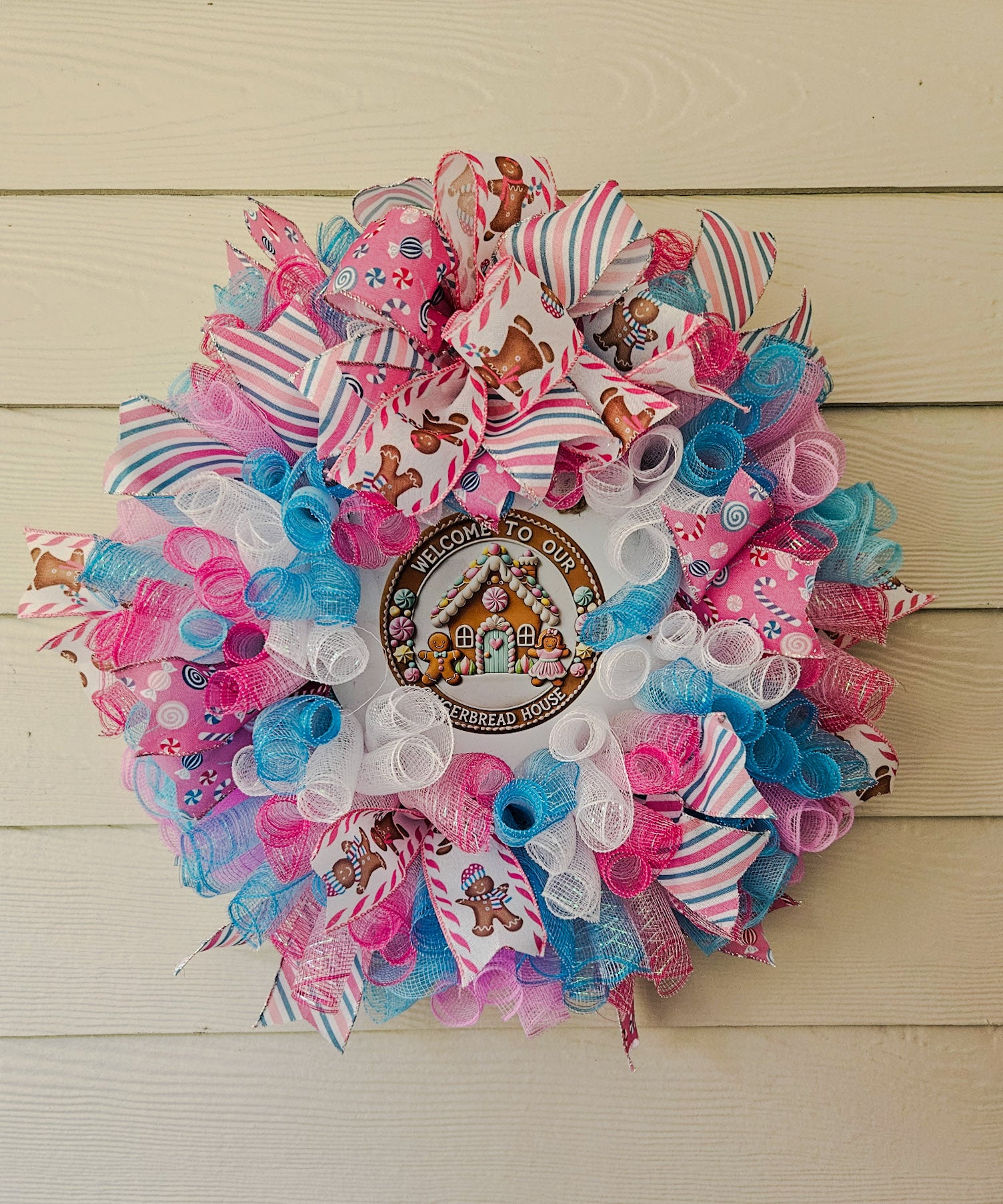 Pastel Gingerbread House Wreath