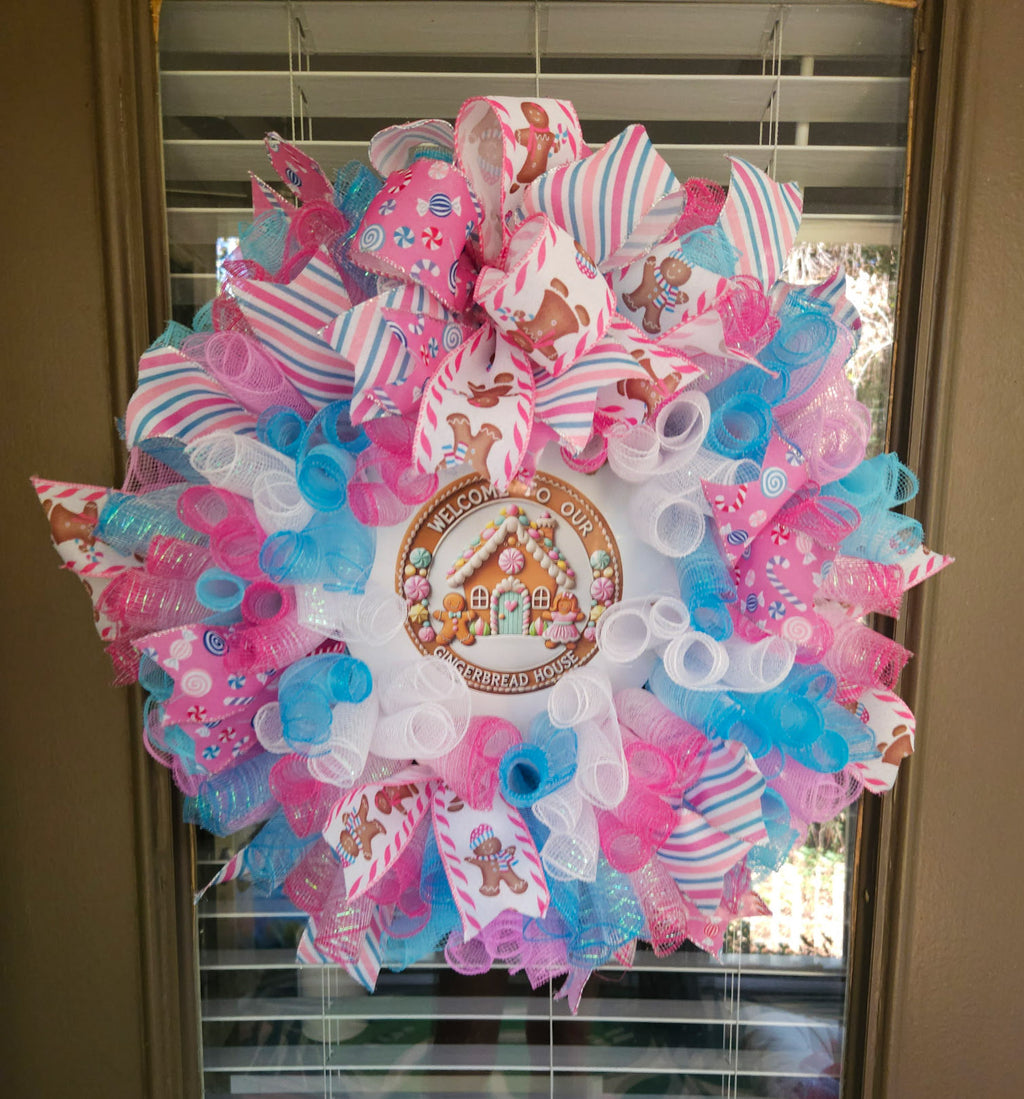 Pastel Gingerbread House Wreath