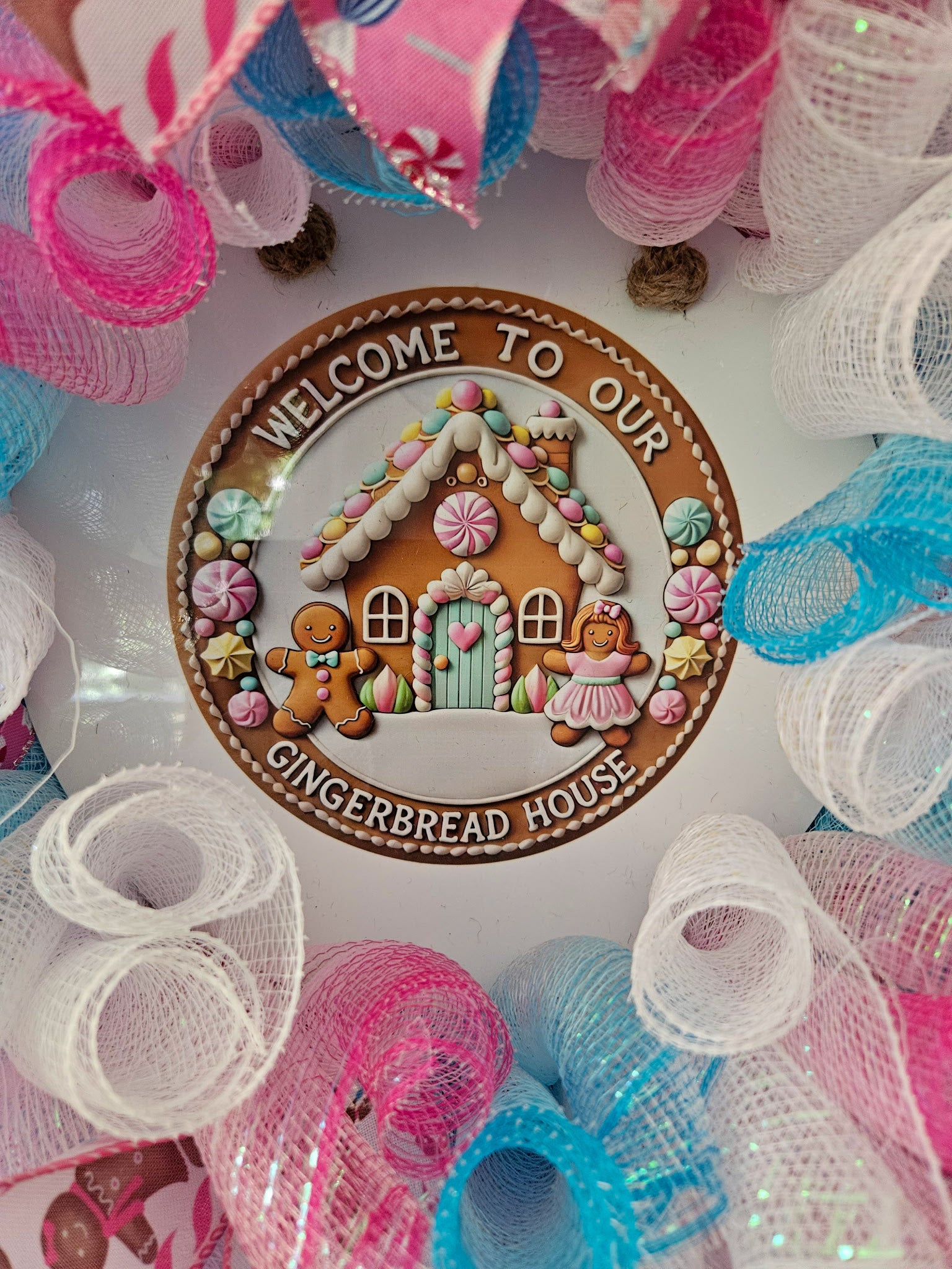 Pastel Gingerbread House Wreath
